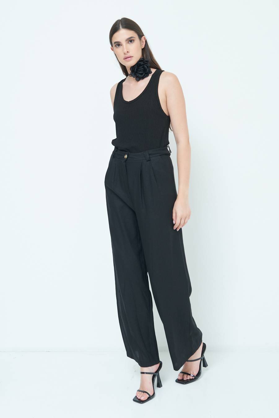 Kikisix PANTA PALAZZO CON PINCE NERO Italia