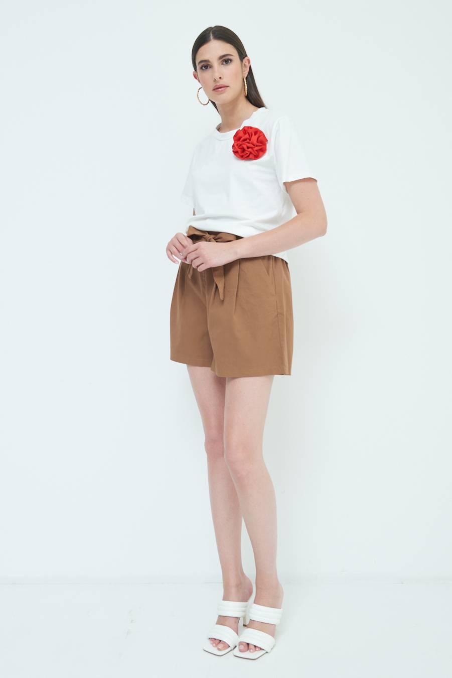 Kikisix SHORT CON CINTURA FASCIA TABACCO Affare Del Giorno