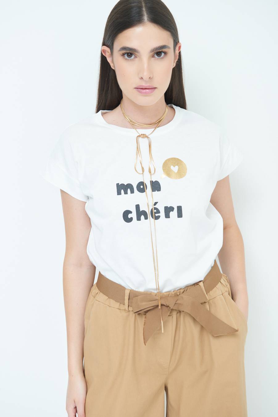 Kikisix T-SHIRT "MON CHERI" PANNA Economico