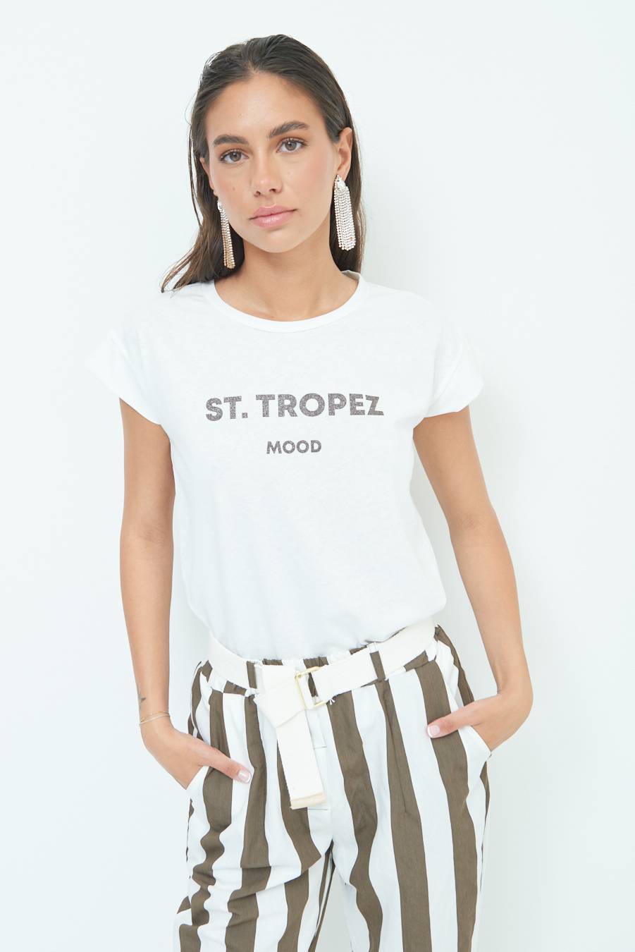 Kikisix T-SHIRT ''ST.TROPEZ'' CIOCCOLATO Nuova