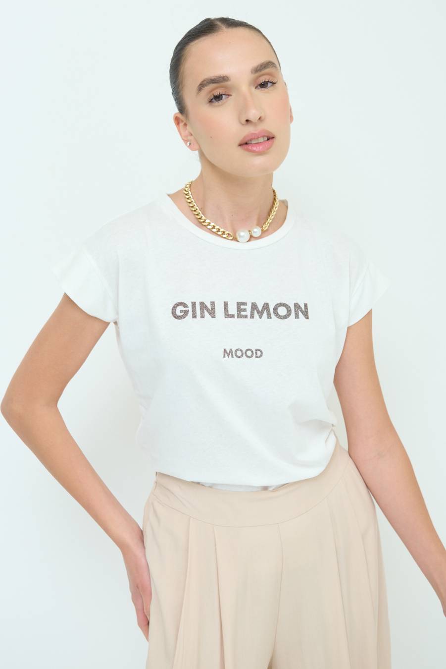 Kikisix T-SHIRT ''GIN LEMON'' CIOCCOLATO In Linea