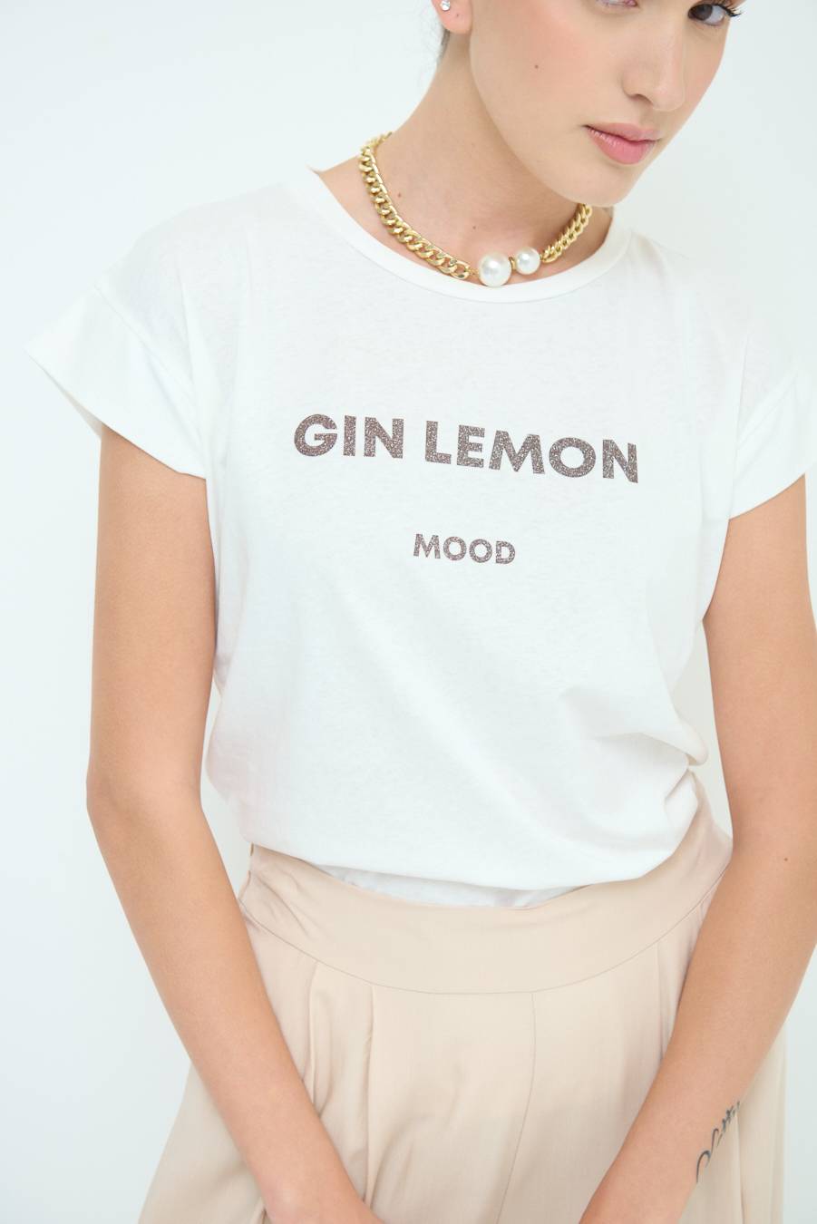 Kikisix T-SHIRT ''GIN LEMON'' CIOCCOLATO In Linea