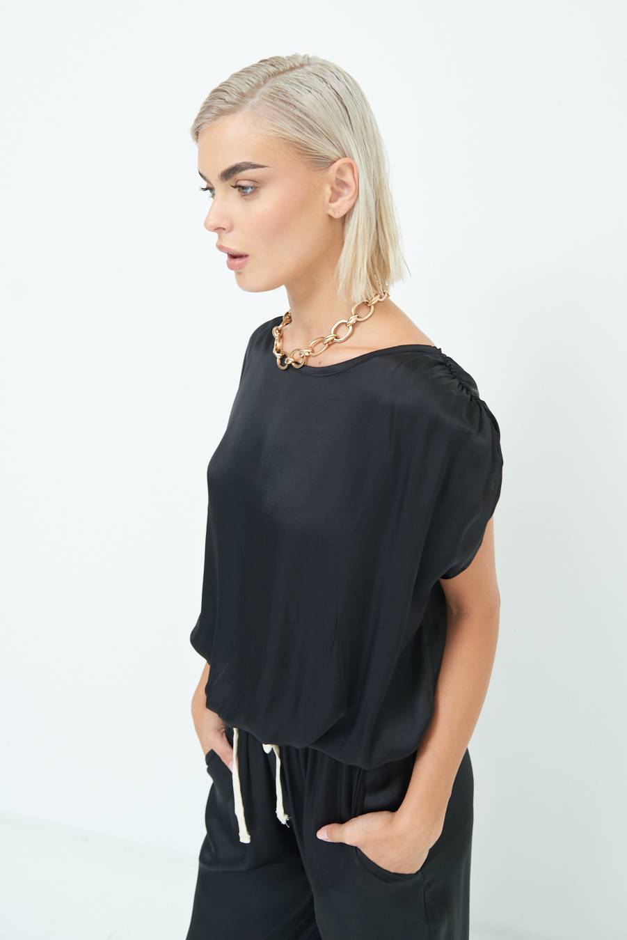 Kikisix TOP CON ELASTICO FONDO SCOLLO BALA NERO Shopping Online