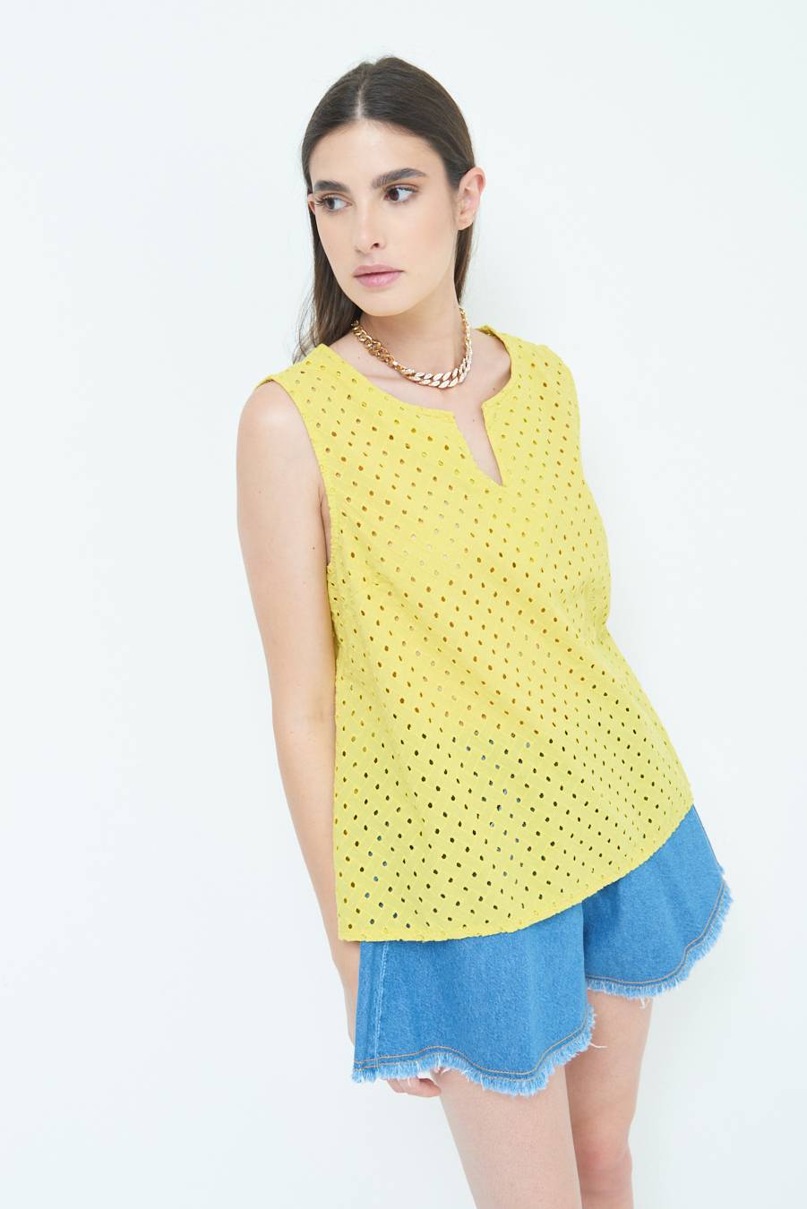 Kikisix TOP SMANICATO SANGALLO LIMONE Economico