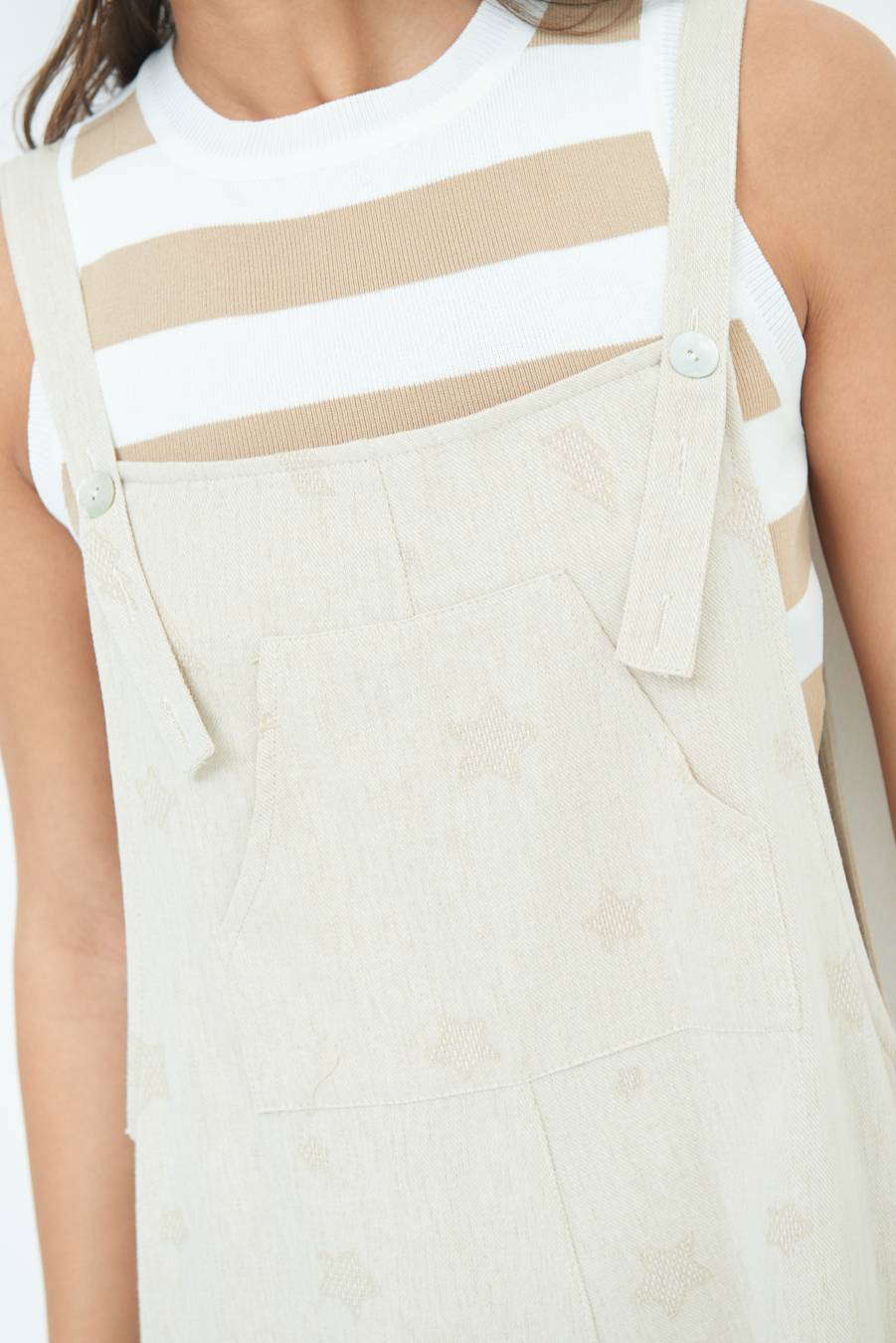 Kikisix SALOPETTE BERMUDA CON STELLE E FULMINI BEIGE 2025