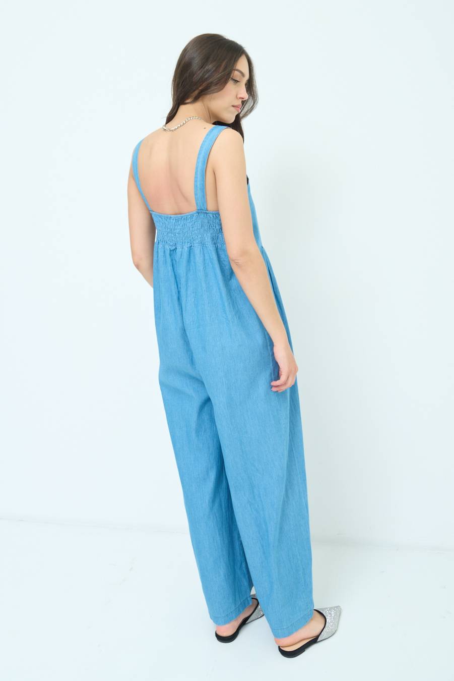 Kikisix SALOPETTE TASCA DAVANTI CHAMBRAY BLU MEDIO 2025