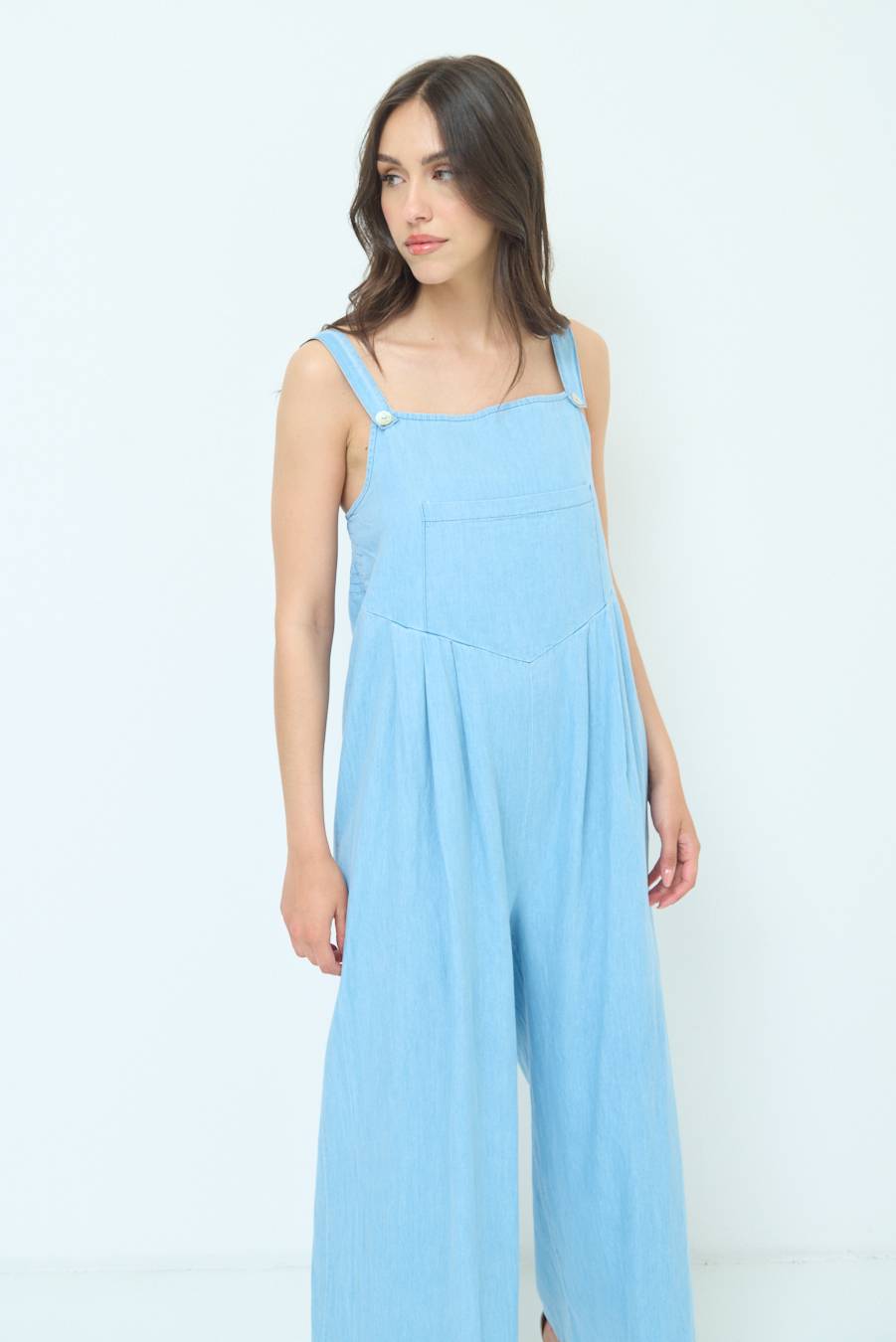 Kikisix SALOPETTE TASCA DAVANTI CHAMBRAY BLU CHIARO In Linea