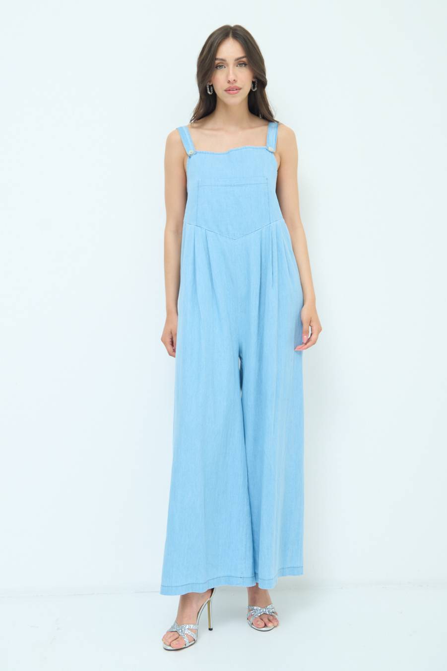 Kikisix SALOPETTE TASCA DAVANTI CHAMBRAY BLU CHIARO In Linea