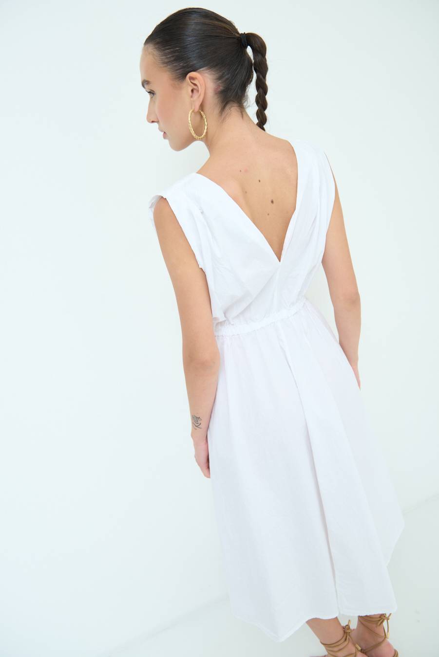 Kikisix ABITO MIDI CON ELASTICO BIANCO Promozione