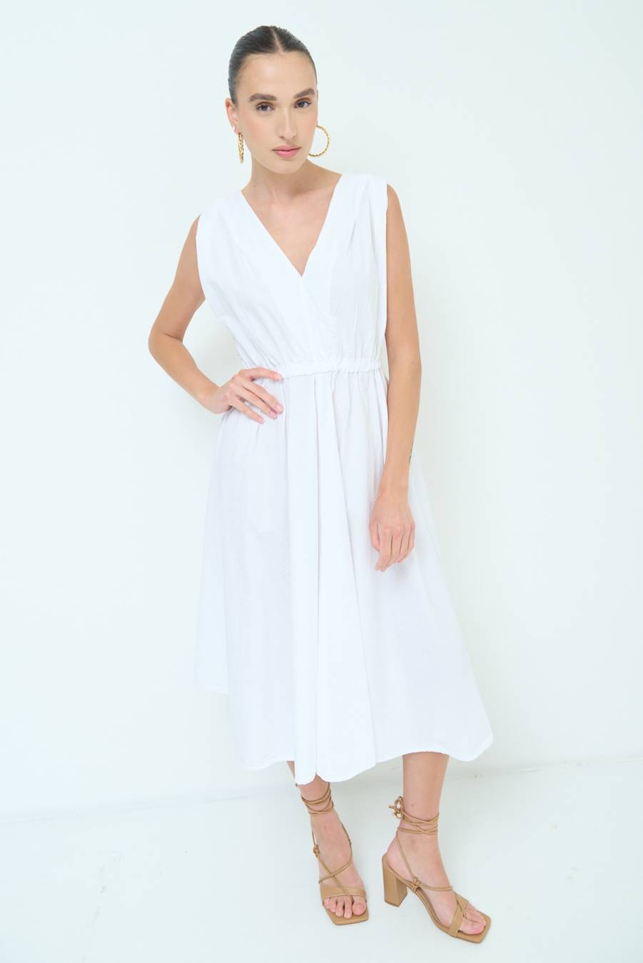 Kikisix ABITO MIDI CON ELASTICO BIANCO Promozione