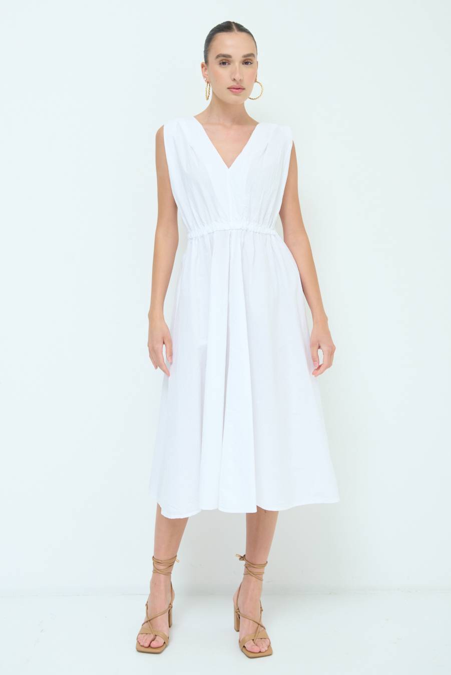 Kikisix ABITO MIDI CON ELASTICO BIANCO Promozione