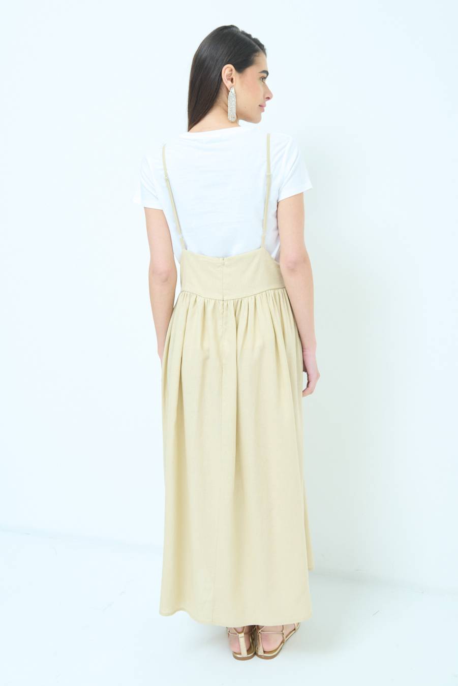 Kikisix ABITO CON TAGLIO SENO MISTO VISCOSA BEIGE Offerta