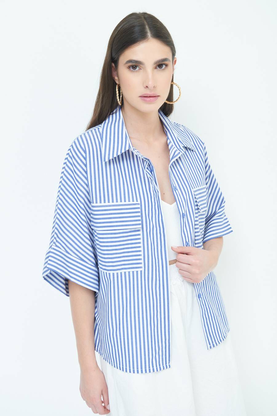 Kikisix CAMICIA OVER CON TASCHE BLU Convenienza
