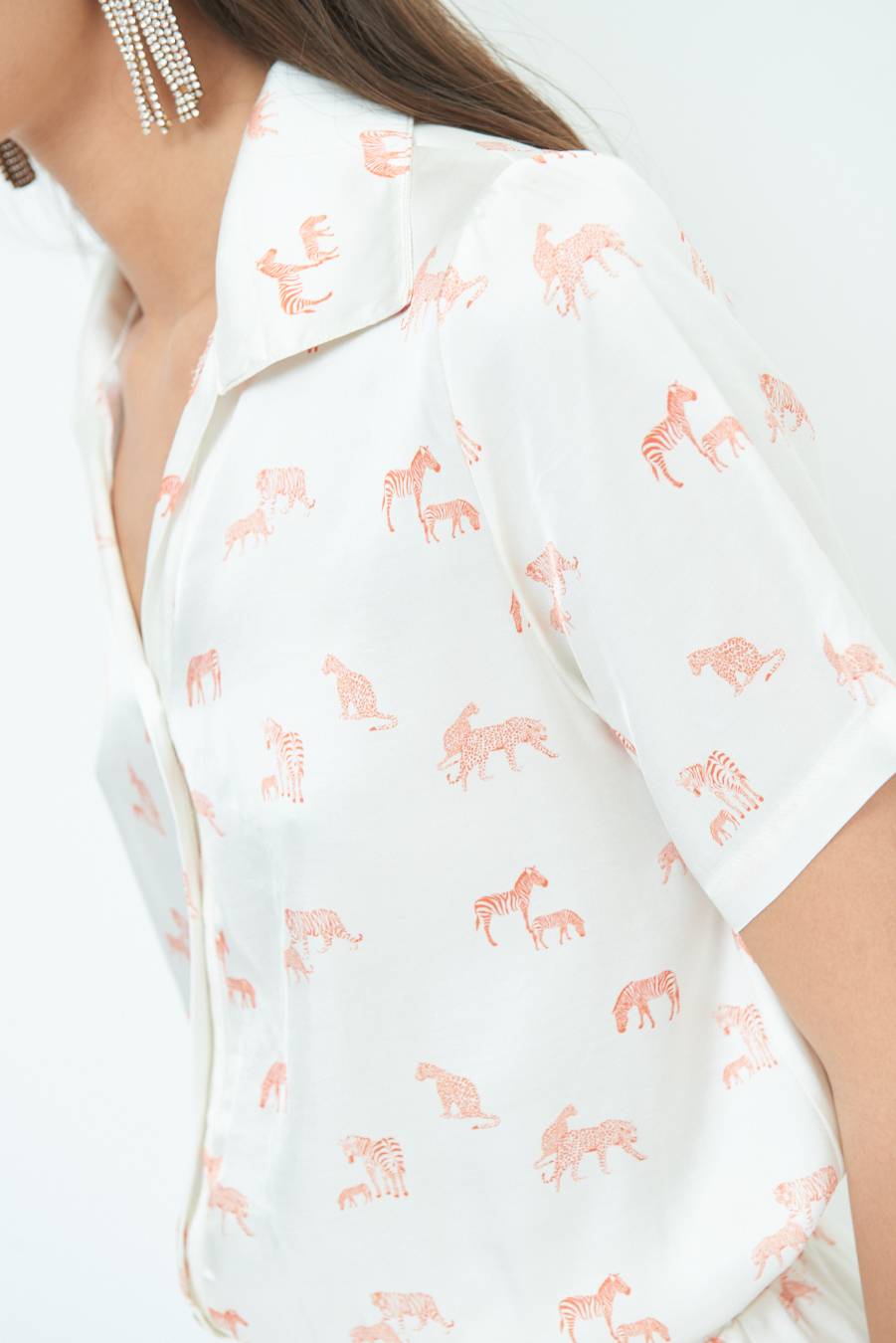 Kikisix CAMICIA MEZZA MANICA STAMPA ARANCIO Presa