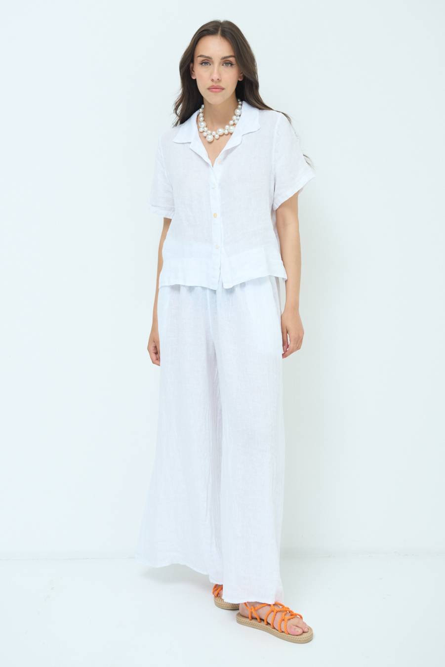 Kikisix CAMICIA LINO MEZZA MANICA BIANCO Saldi