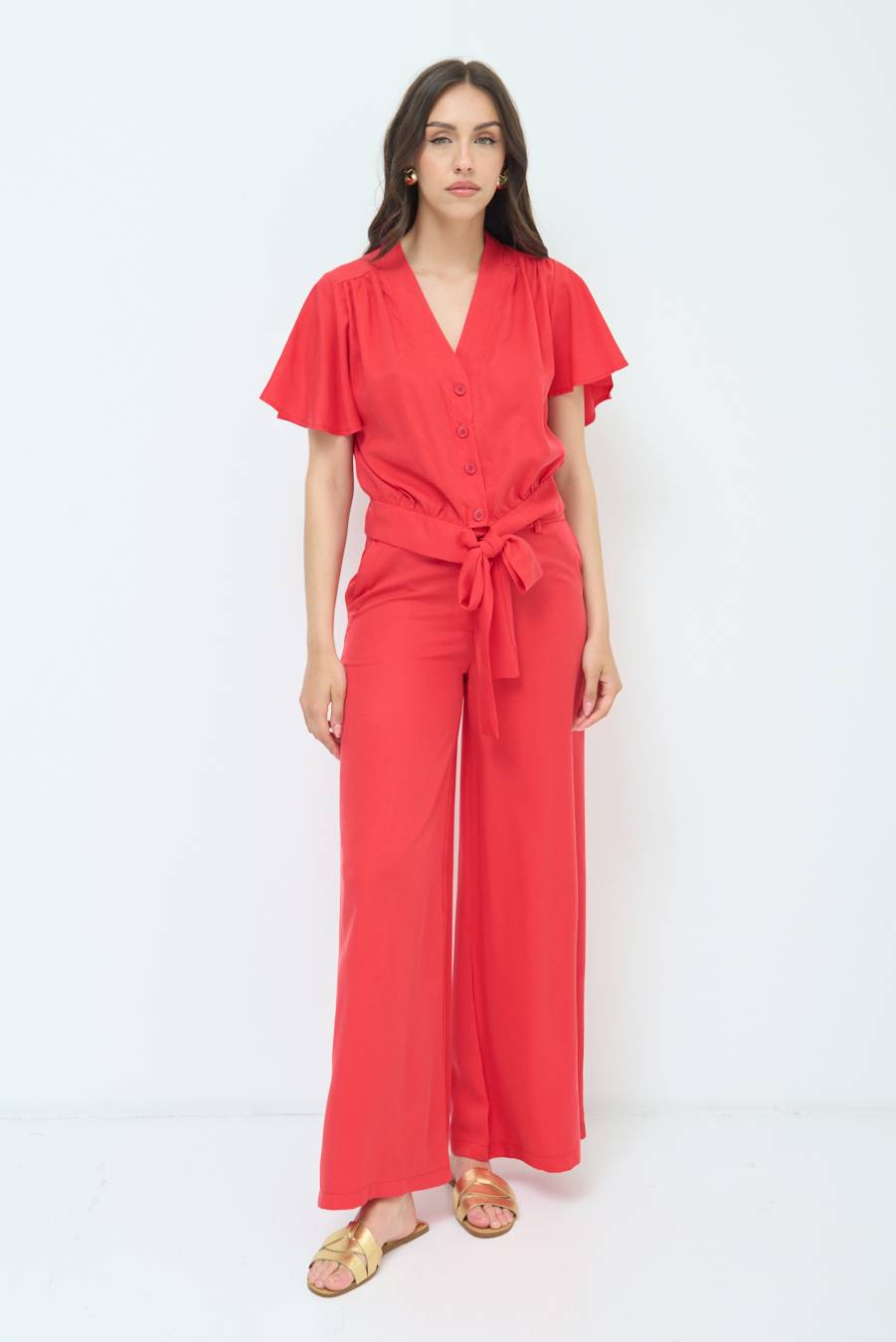Kikisix CAMICIA SCOLLO AMPIO ROSSO Offerte