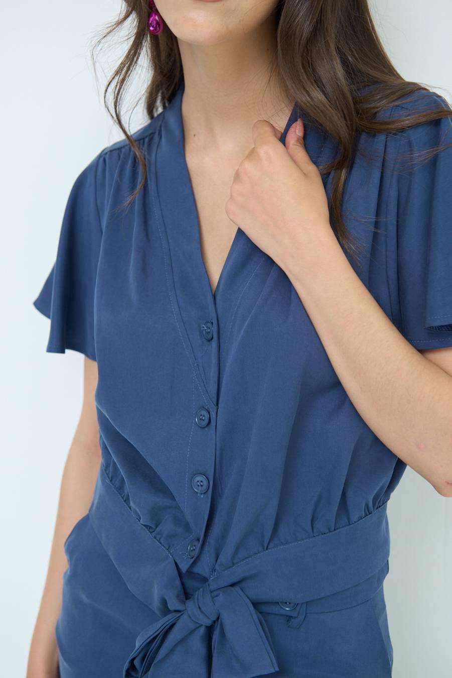 Kikisix CAMICIA SCOLLO AMPIO BLU Hotsell