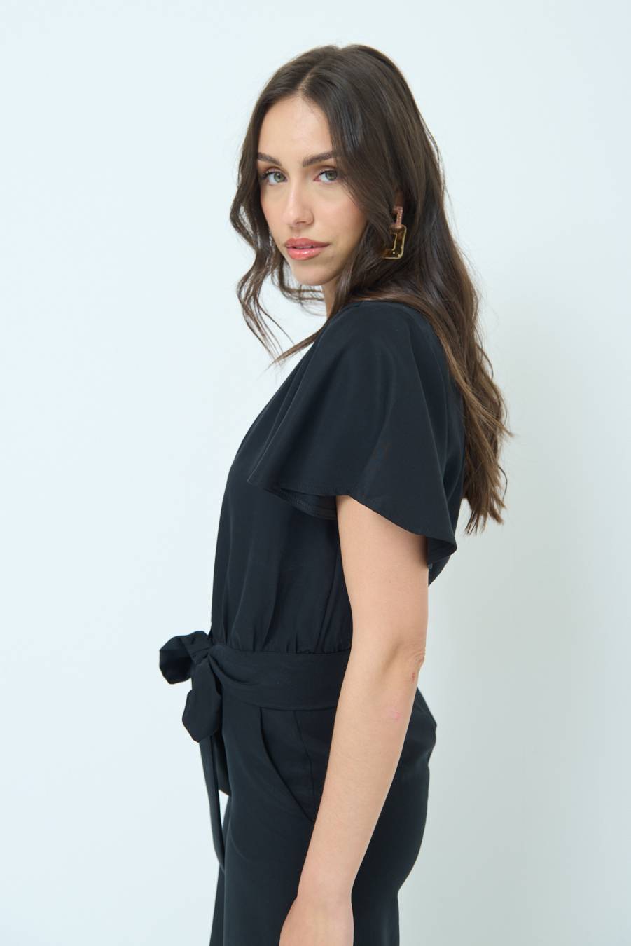 Kikisix CAMICIA SCOLLO AMPIO NERO Vendita Calda