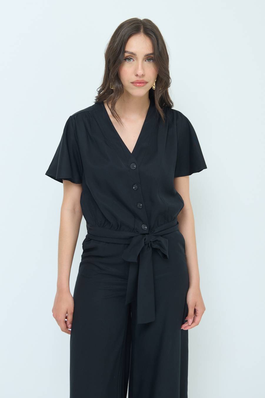 Kikisix CAMICIA SCOLLO AMPIO NERO Vendita Calda