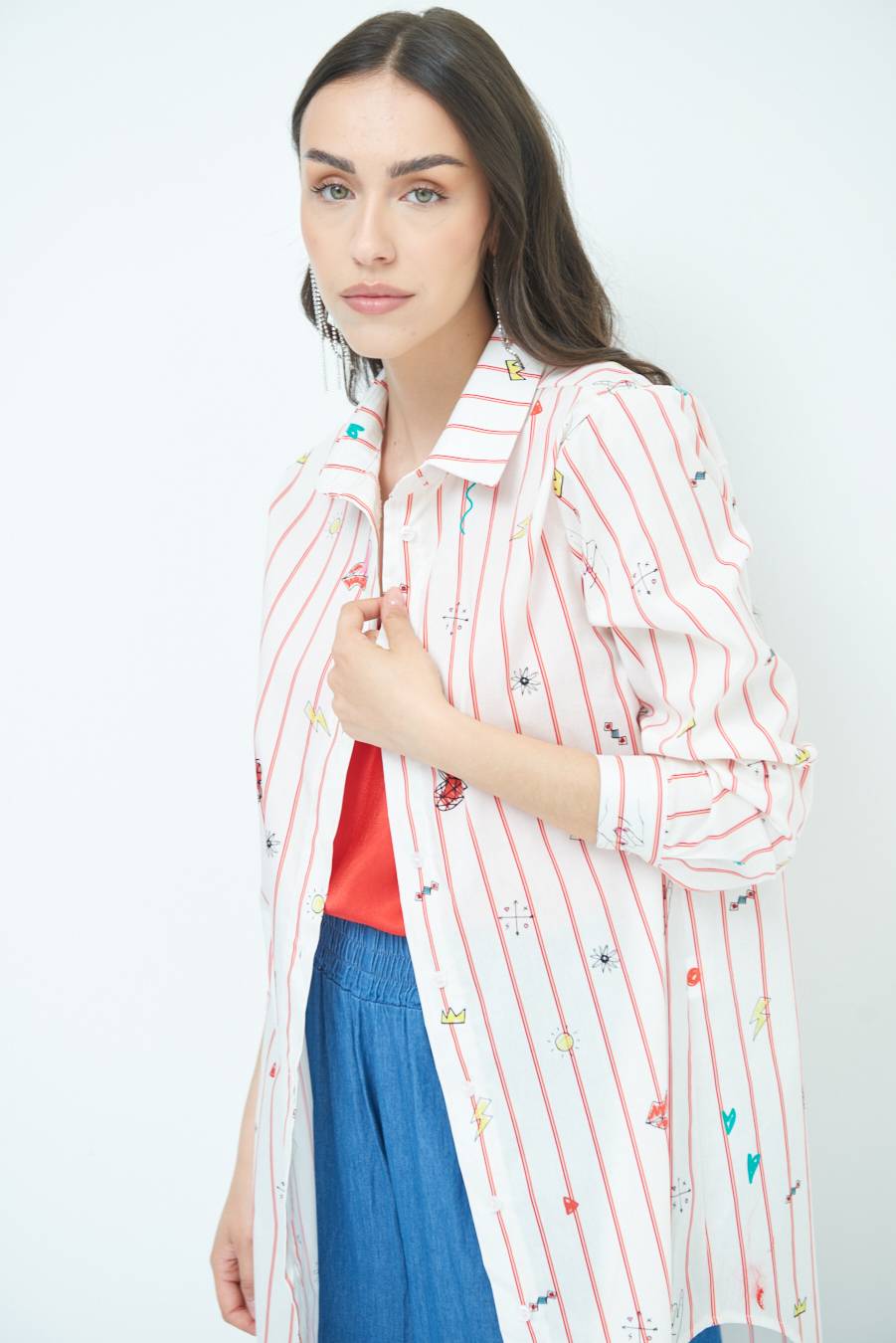 Kikisix CAMICIA ABITO FANTASIA ROSSO/BURRO Vendite Flash