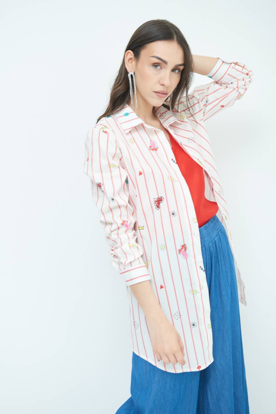 Kikisix CAMICIA ABITO FANTASIA ROSSO/BURRO Vendite Flash