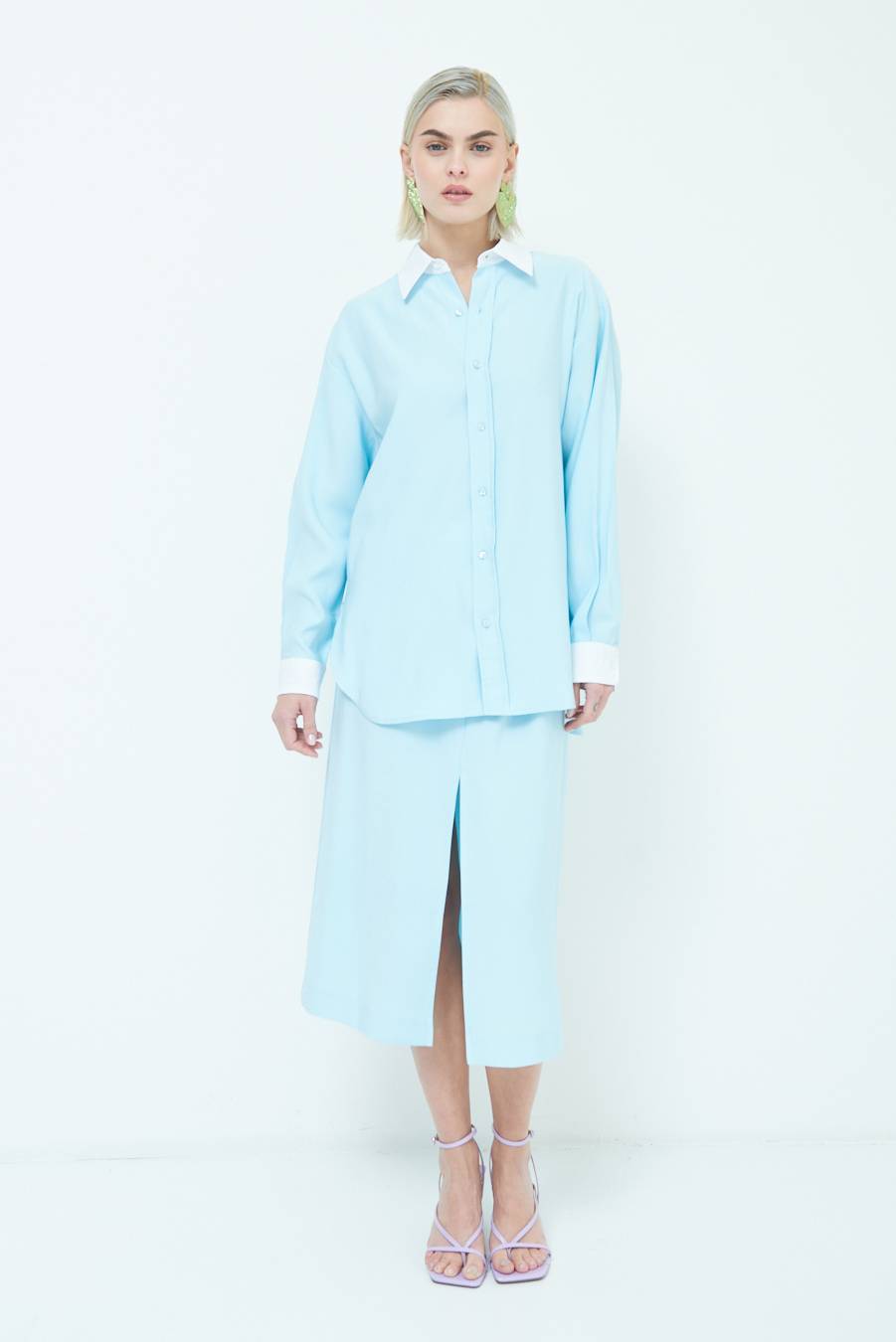 Kikisix CAMICIA COLLETTO B.CO CELESTE Italia