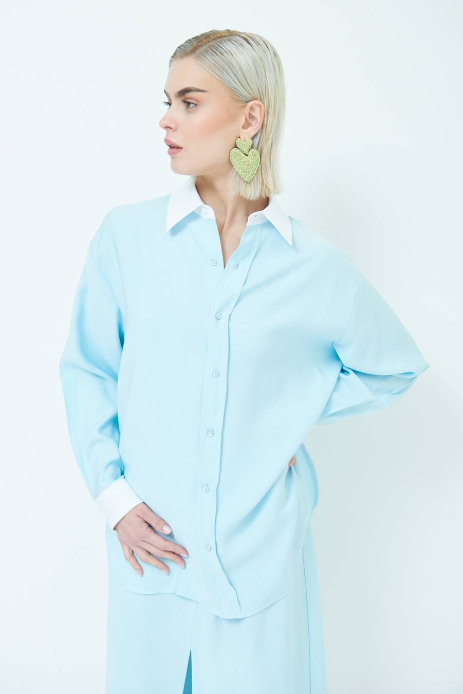 Kikisix CAMICIA COLLETTO B.CO CELESTE Italia