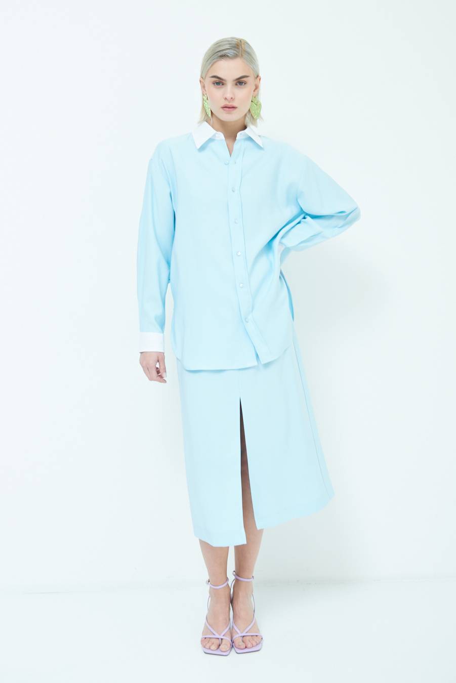 Kikisix CAMICIA COLLETTO B.CO CELESTE Italia