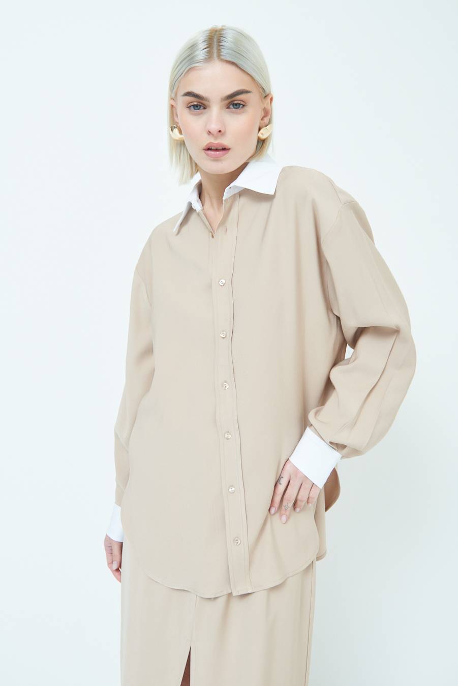 Kikisix CAMICIA COLLETTO B.CO BEIGE 2025