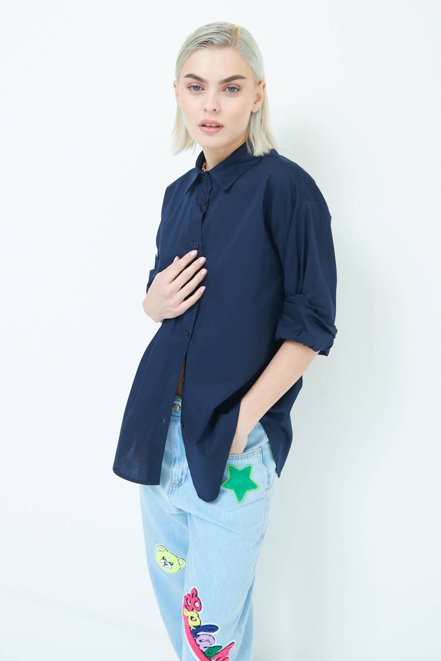 Kikisix CAMICIA MANICA AMPIA BLU In Linea