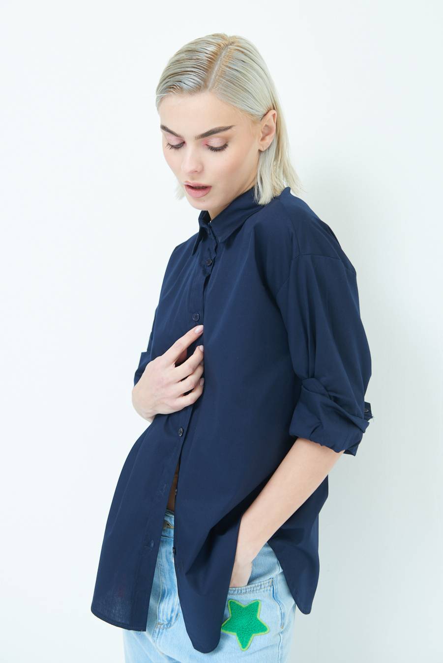 Kikisix CAMICIA MANICA AMPIA BLU In Linea
