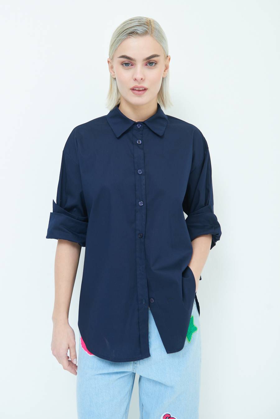 Kikisix CAMICIA MANICA AMPIA BLU In Linea