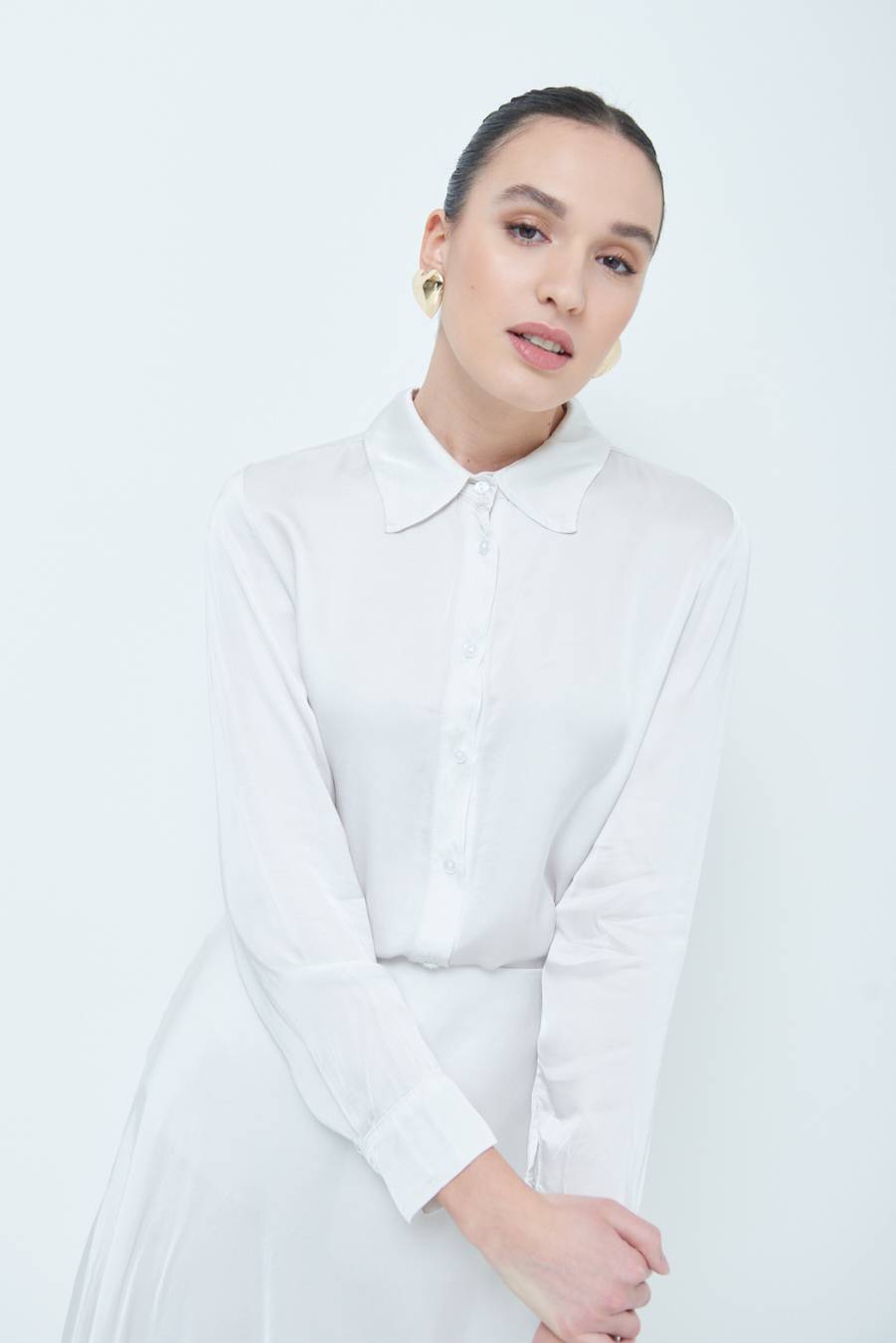 Kikisix CAMICIA RASO VISCOSA BEIGE Qualità