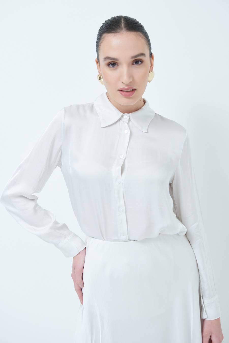 Kikisix CAMICIA RASO VISCOSA BEIGE Qualità