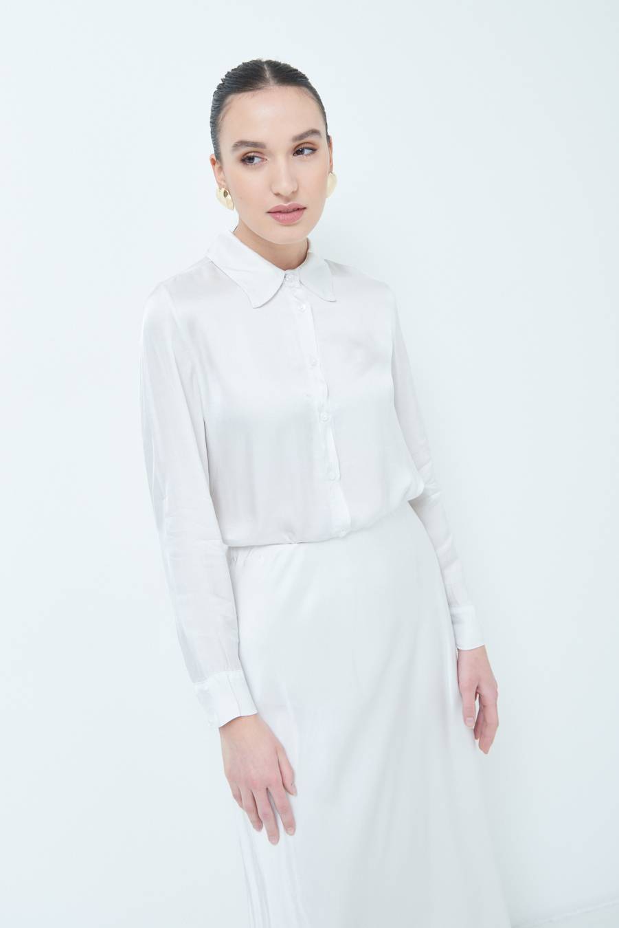 Kikisix CAMICIA RASO VISCOSA BEIGE Qualità