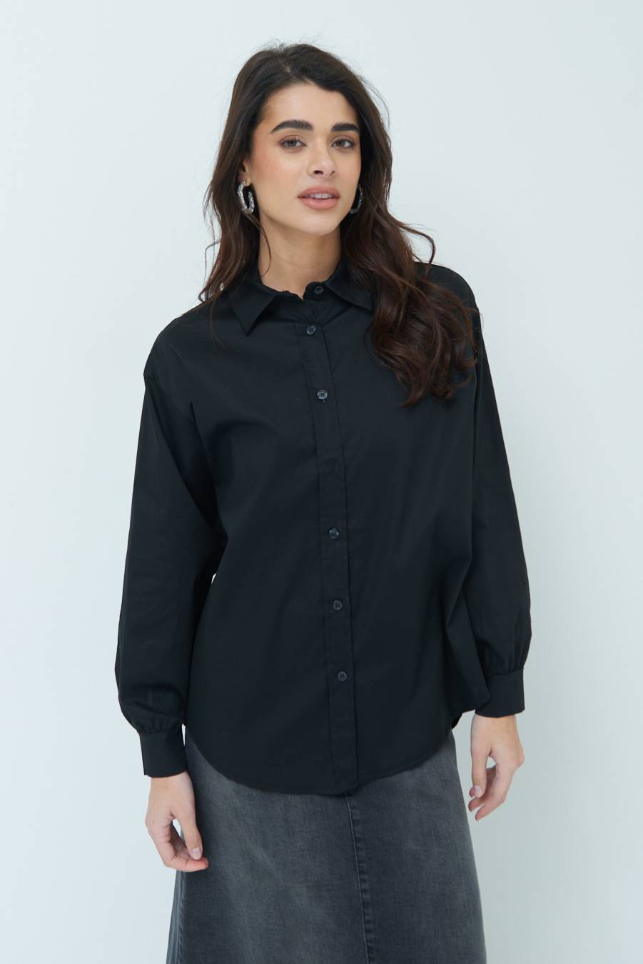 Kikisix CAMICIA MANICA AMPIA NERO In vendita