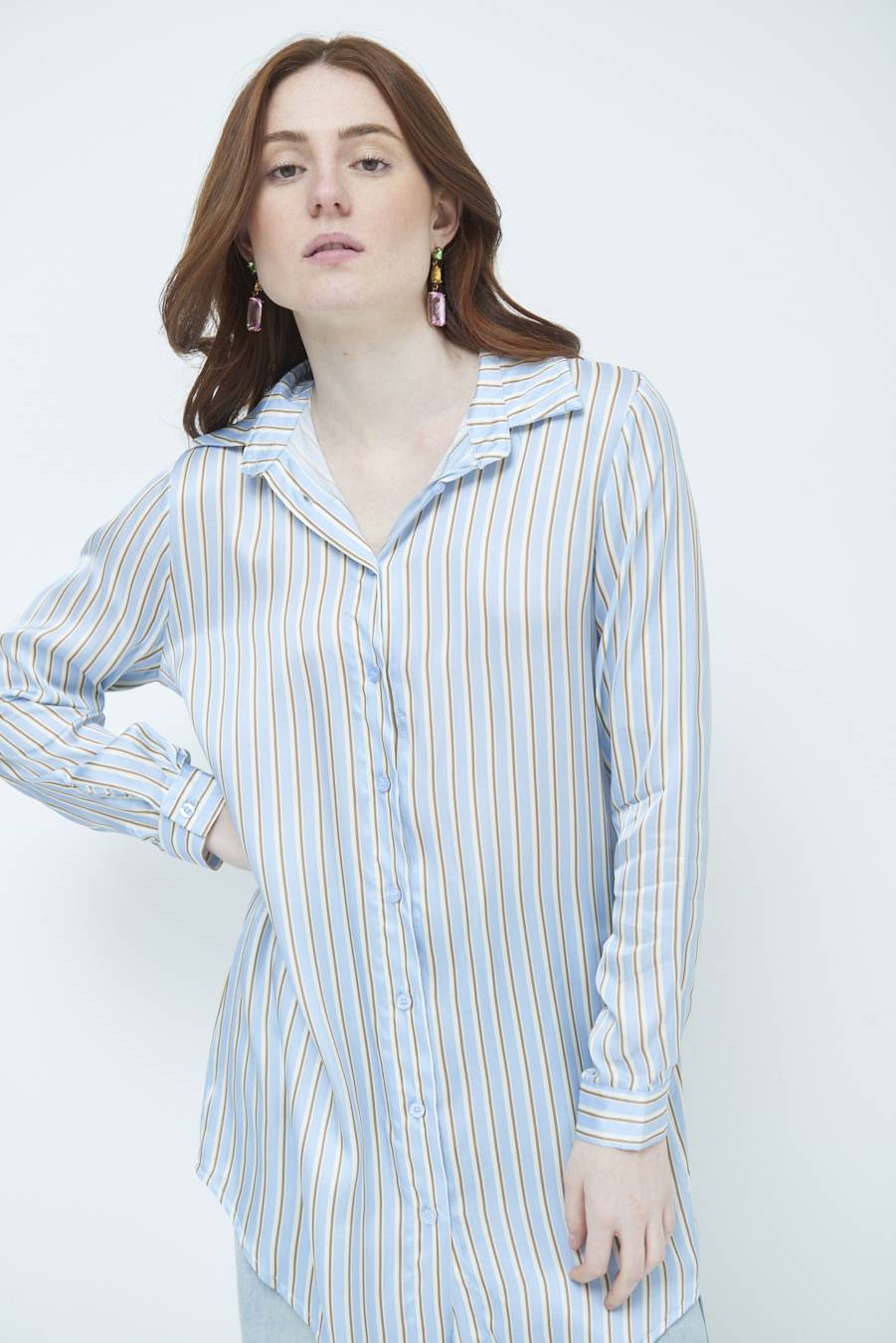 Kikisix CAMICIA LUNGA RIG. CELESTE Soddisfazione Garantita