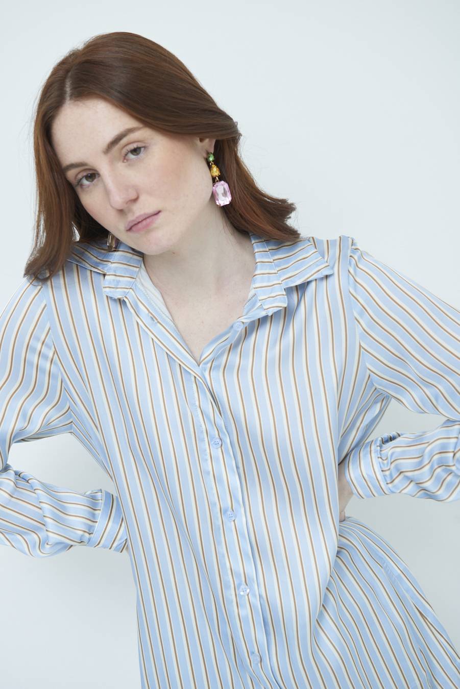 Kikisix CAMICIA LUNGA RIG. CELESTE Soddisfazione Garantita