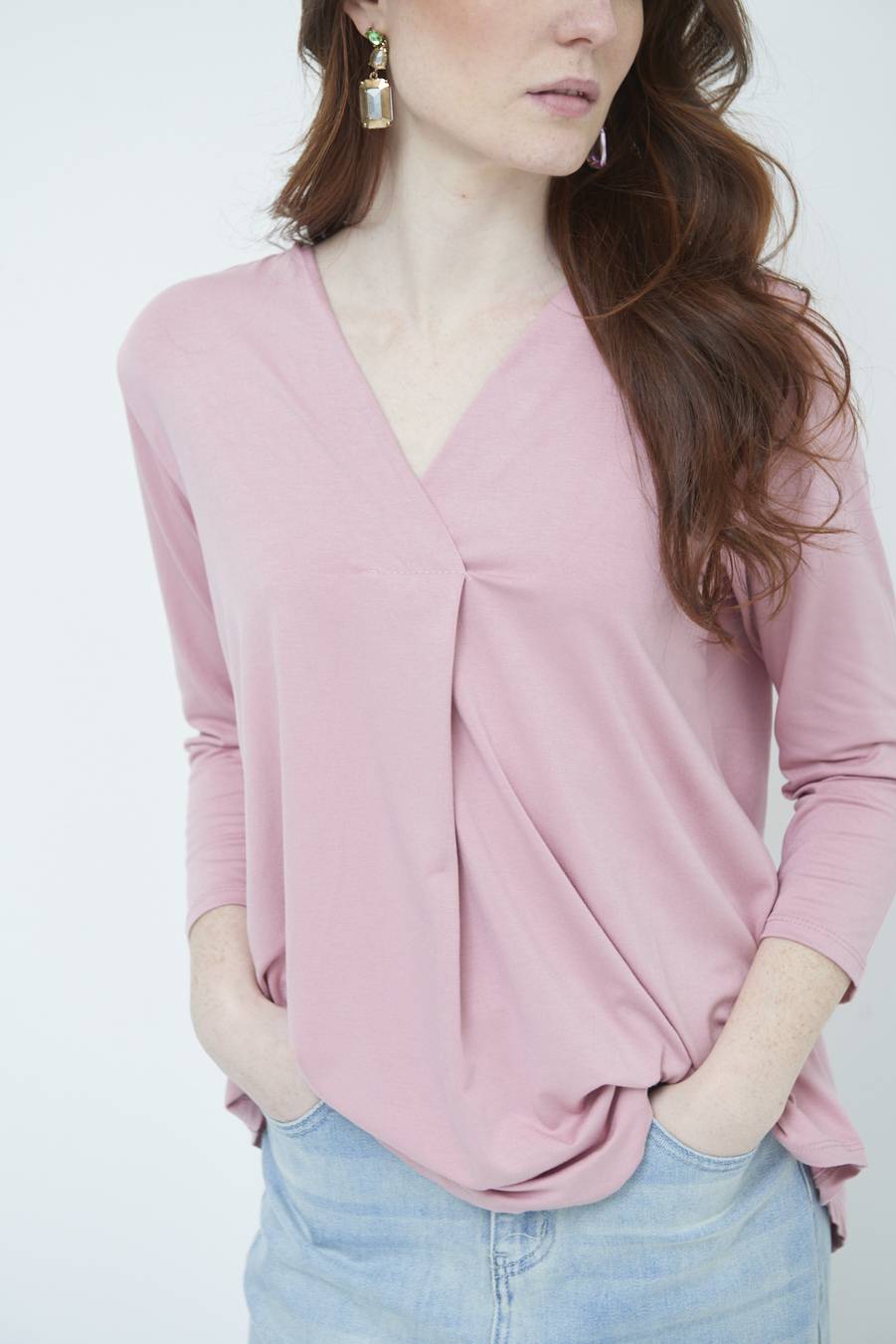 Kikisix MAGLIA V PIEG.DAVANTI ROSA Economico