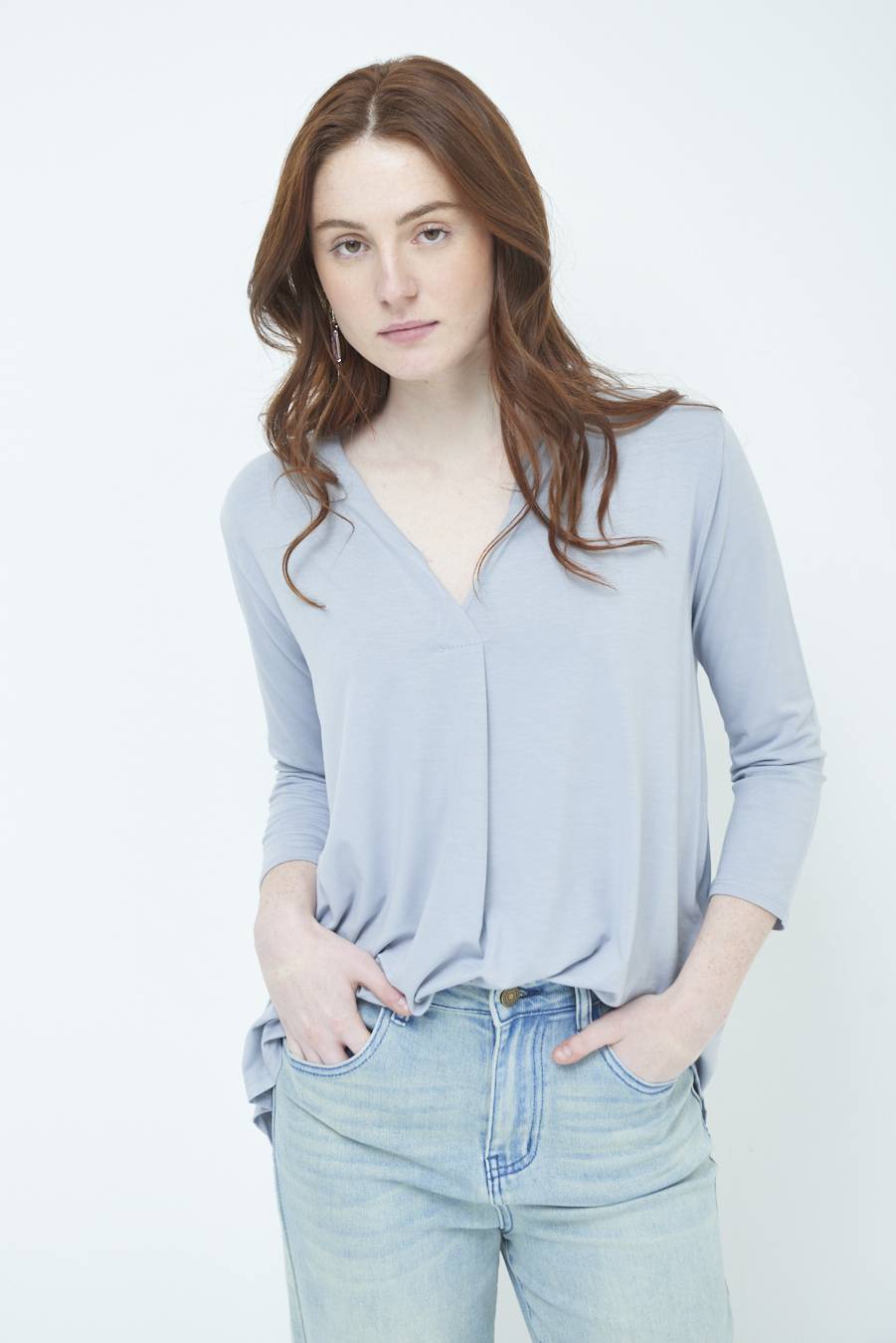 Kikisix MAGLIA V PIEG.DAVANTI GRIGIO Online
