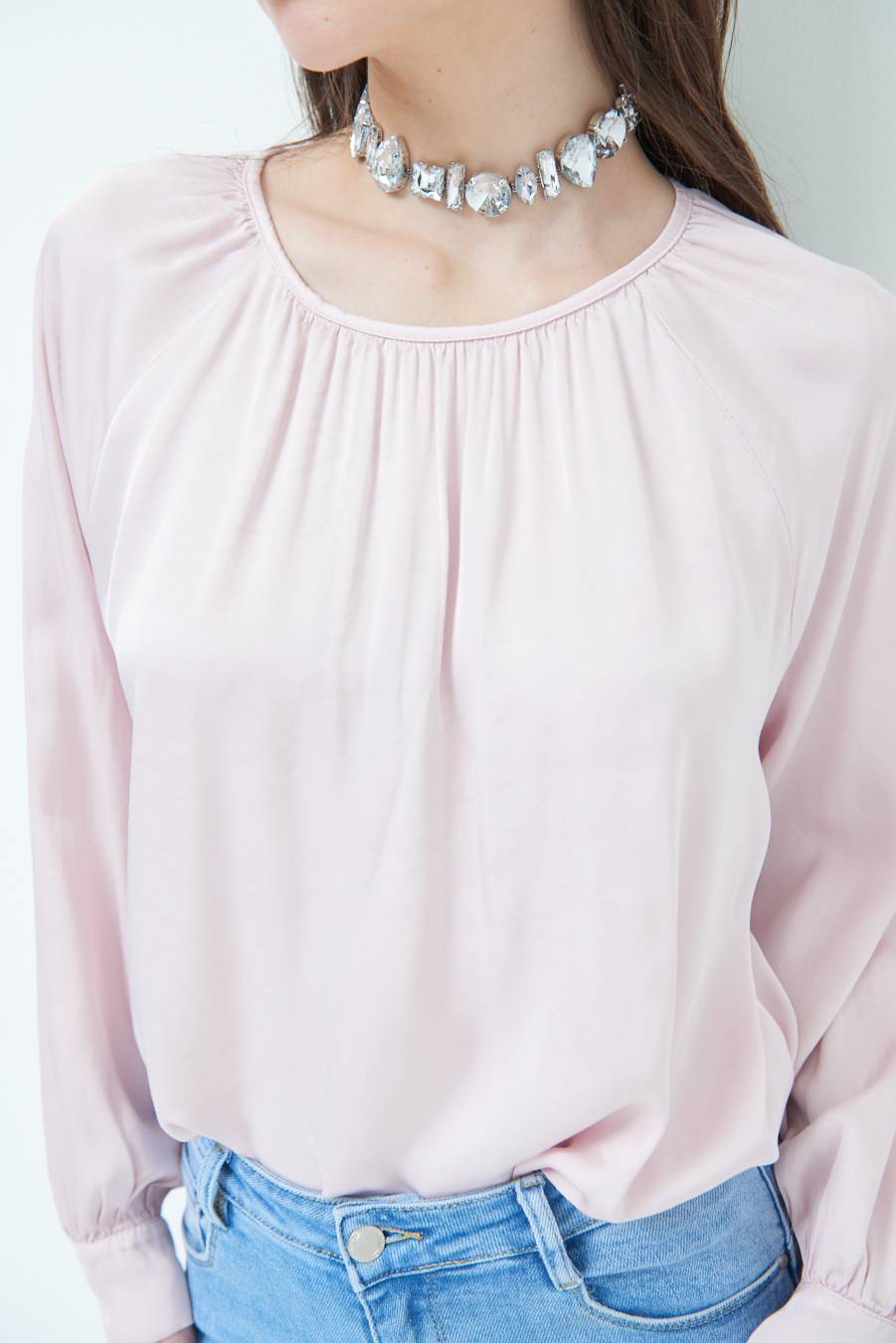 Kikisix CASACCA RASO VISCOSA INCRESPATA COLLO ROSA Vendite Flash