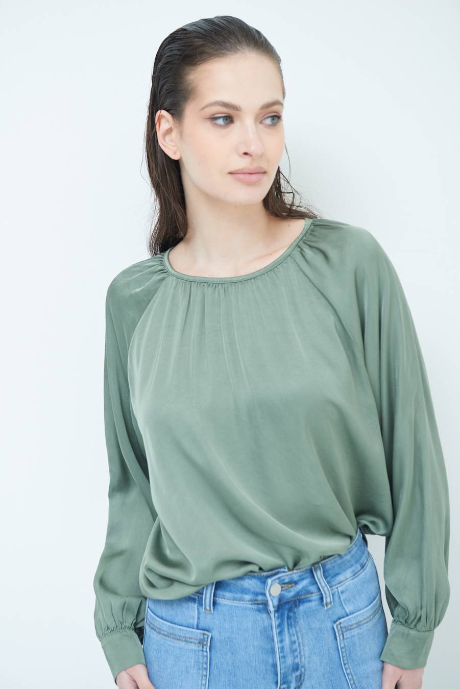 Kikisix CASACCA RASO VISCOSA INCRESPATA COLLO MILITARE Negozio