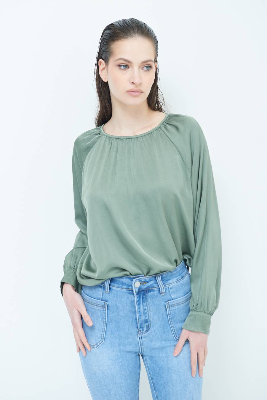Kikisix CASACCA RASO VISCOSA INCRESPATA COLLO MILITARE Negozio