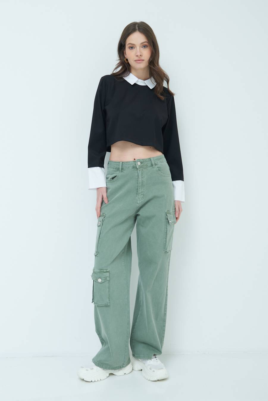 Kikisix CASACCA FINTA CAMICIA BIANCO/NERO Italy