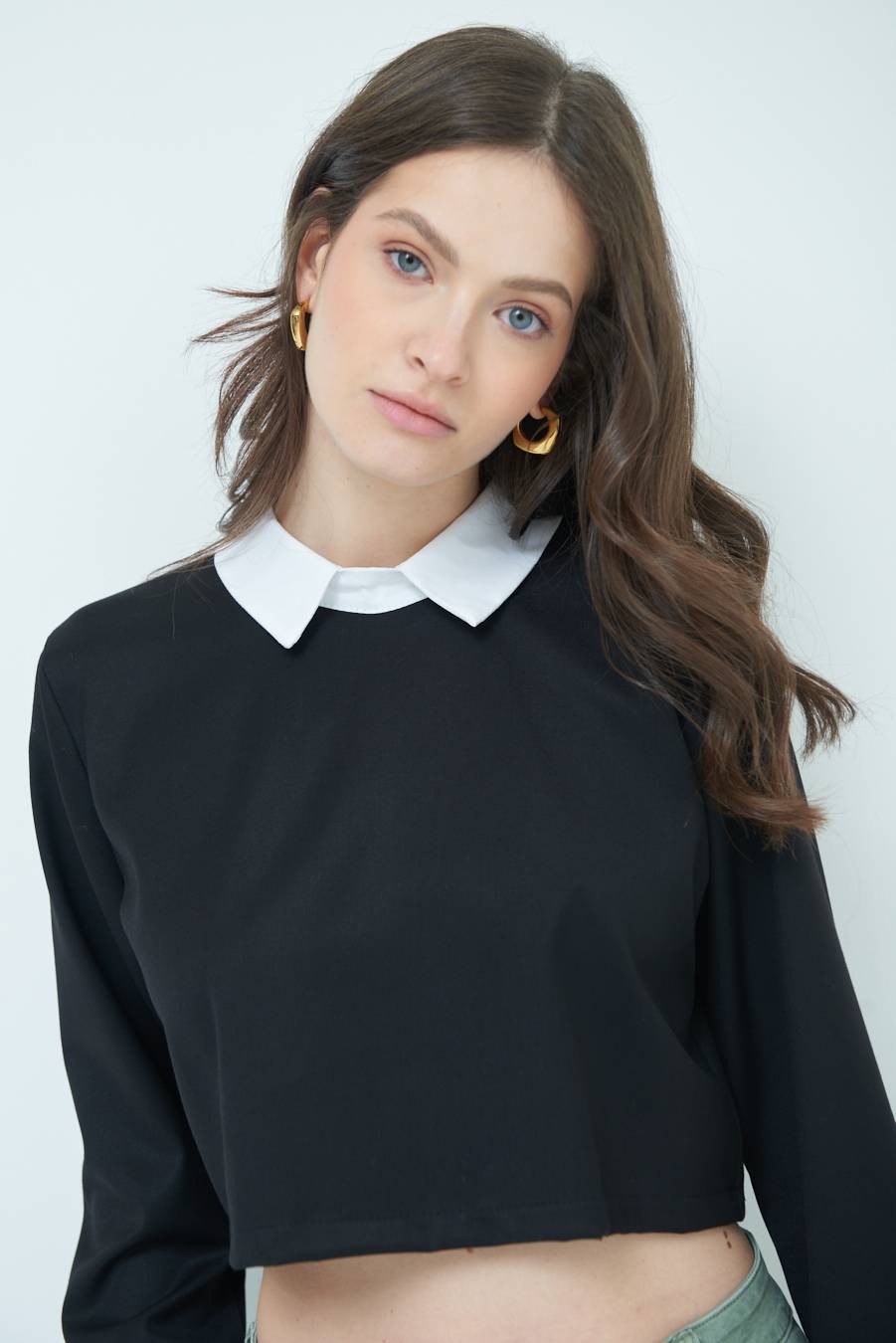 Kikisix CASACCA FINTA CAMICIA BIANCO/NERO Italy