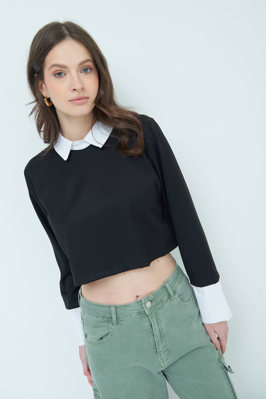 Kikisix CASACCA FINTA CAMICIA BIANCO/NERO Italy