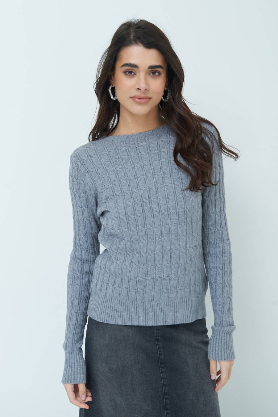 Kikisix MAGLIA PARICOLLO DISEGNO TRECCIA GRIGIO Online Outlet