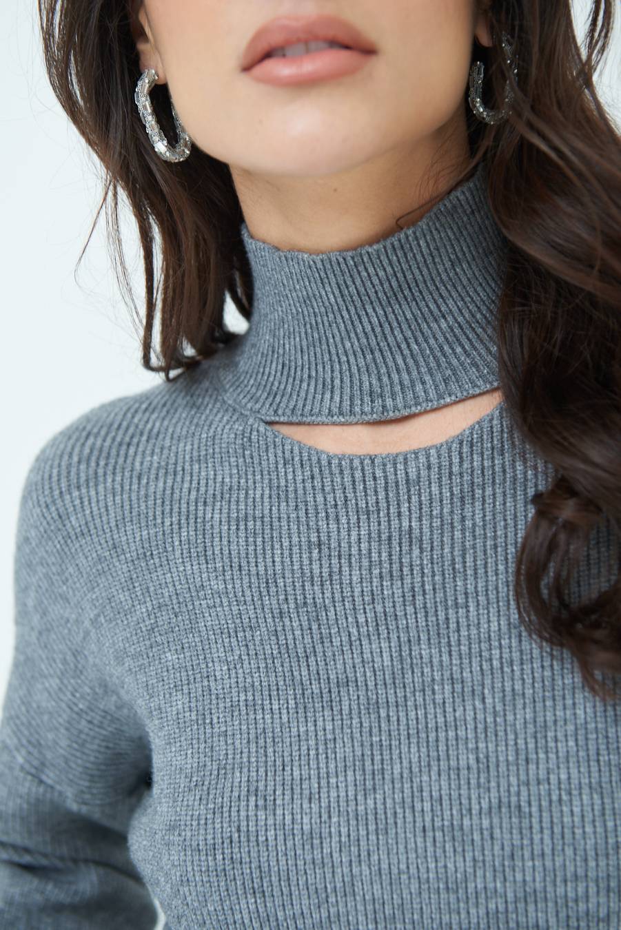 Kikisix MAGLIA COSTINA BUCO DAV. GRIGIO Vendite Flash