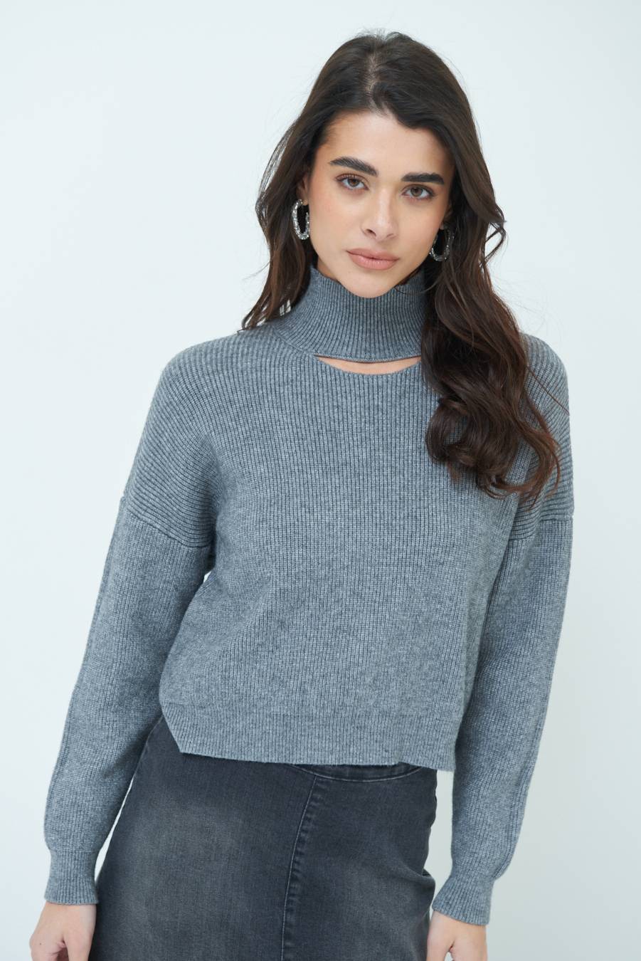 Kikisix MAGLIA COSTINA BUCO DAV. GRIGIO Vendite Flash