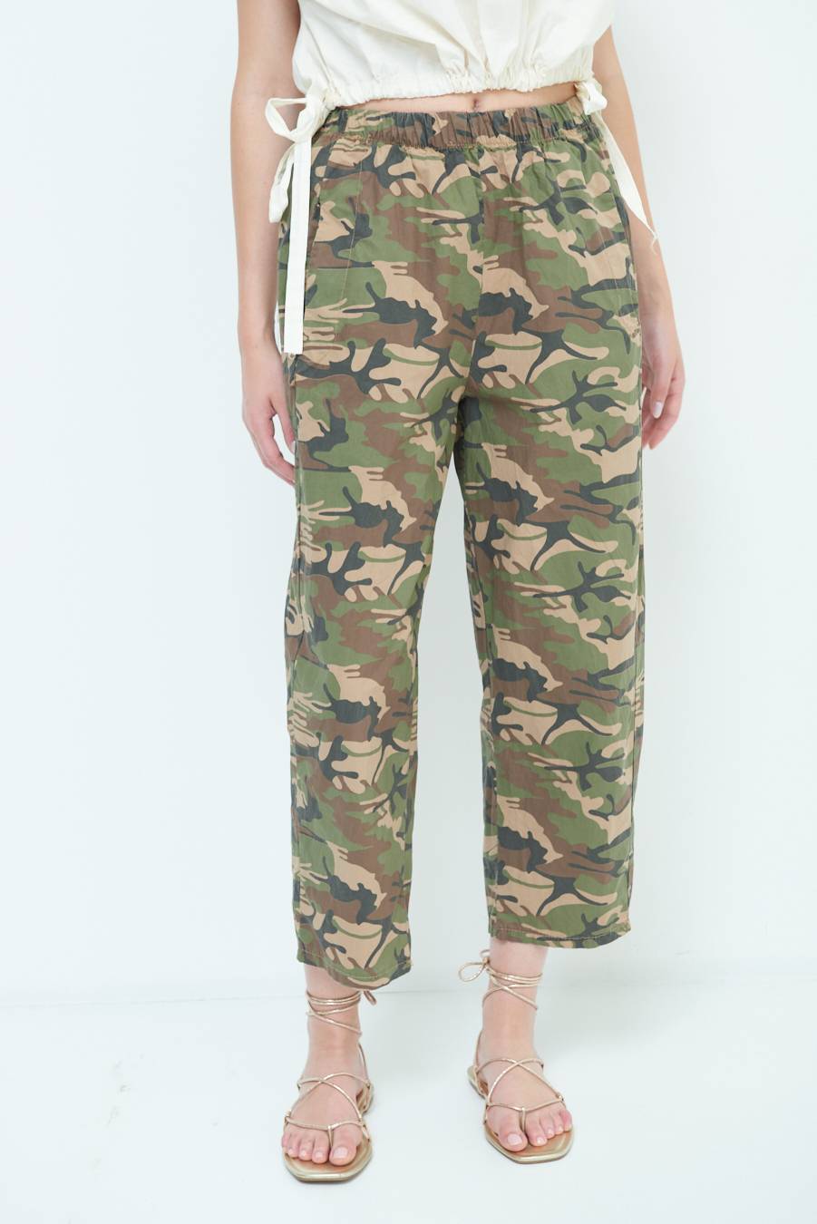 Kikisix PANTALONE MIMETICO STAMPA CON ELASTICO VERDE MILITARE Italy